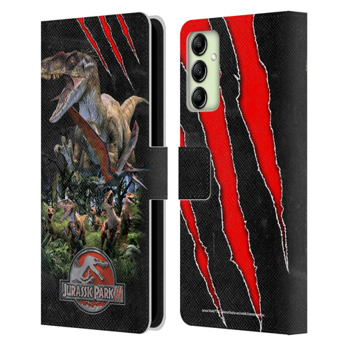 Jurassic Park III Key Art Dinosaurs 3 Leather Book Wallet Case Cover For Samsung Galaxy A14 5G