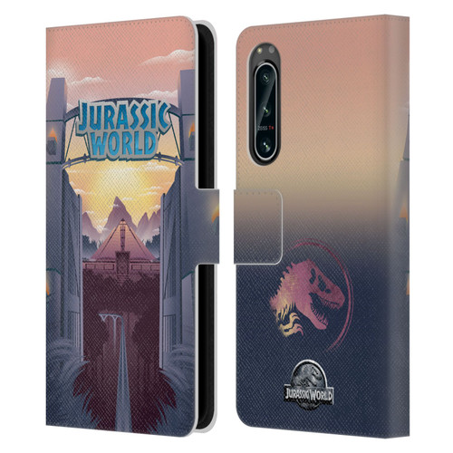Jurassic World Vector Art Park's Gate Leather Book Wallet Case Cover For Sony Xperia 5 IV
