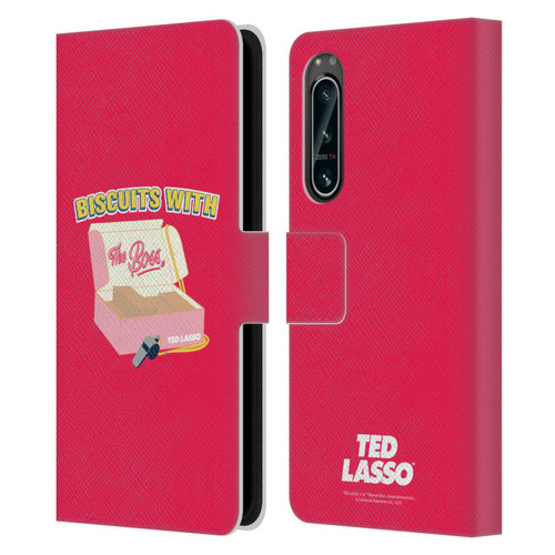 Ted Lasso Season 1 Graphics Biscuits With The Boss Leather Book Wallet Case Cover For Sony Xperia 5 IV