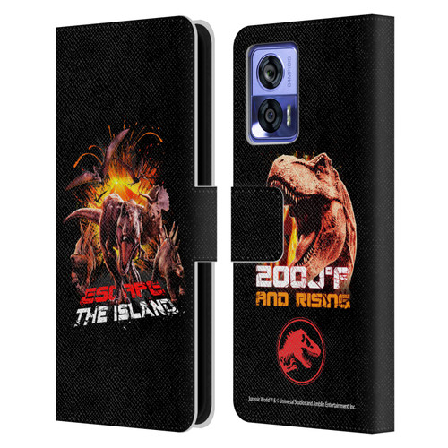 Jurassic World Fallen Kingdom Key Art Dinosaurs Escape Island Leather Book Wallet Case Cover For Motorola Edge 30 Neo 5G