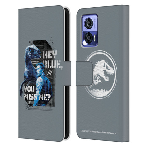 Jurassic World Fallen Kingdom Key Art Hey Blue & Owen Leather Book Wallet Case Cover For Motorola Edge 30 Neo 5G
