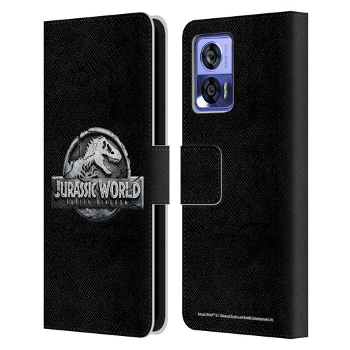 Jurassic World Fallen Kingdom Logo Plain Black Leather Book Wallet Case Cover For Motorola Edge 30 Neo 5G