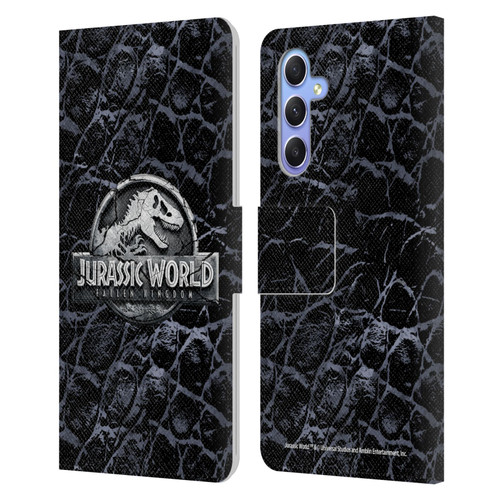 Jurassic World Fallen Kingdom Logo Dinosaur Scale Leather Book Wallet Case Cover For Samsung Galaxy A34 5G