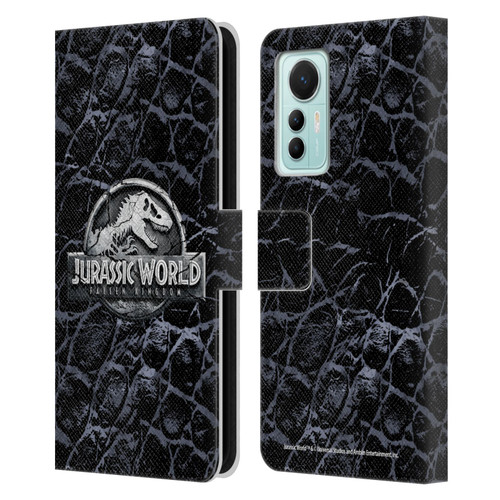 Jurassic World Fallen Kingdom Logo Dinosaur Scale Leather Book Wallet Case Cover For Xiaomi 12 Lite