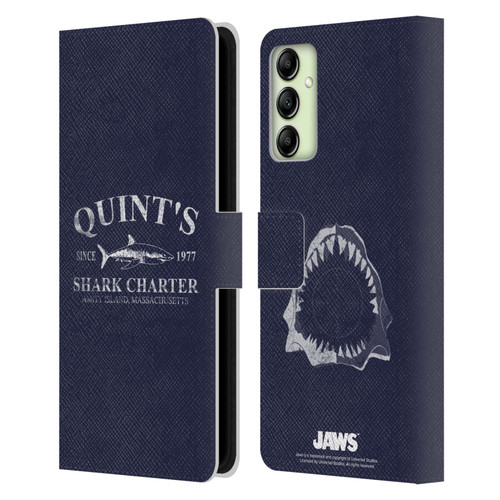 Jaws I Key Art Quint's Shark Charter Leather Book Wallet Case Cover For Samsung Galaxy A14 5G