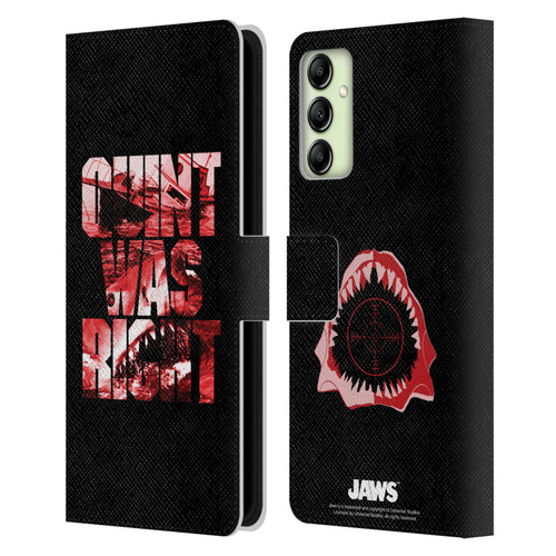 Jaws I Key Art Quint Was Right Leather Book Wallet Case Cover For Samsung Galaxy A14 5G