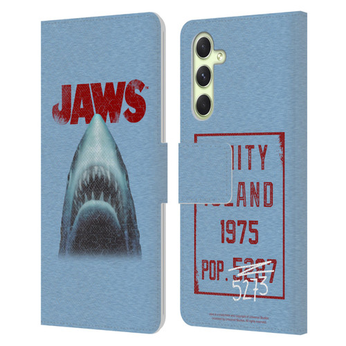 Jaws I Key Art Grunge Leather Book Wallet Case Cover For Samsung Galaxy A54 5G