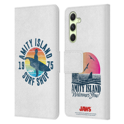 Jaws I Key Art Surf Shop Leather Book Wallet Case Cover For Samsung Galaxy A54 5G