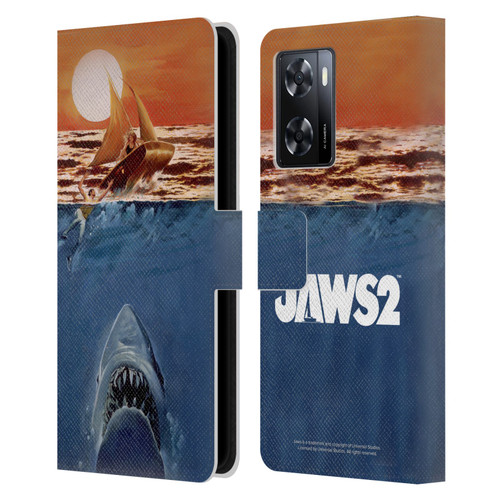 Jaws II Key Art Sailing Poster Leather Book Wallet Case Cover For OPPO A57s