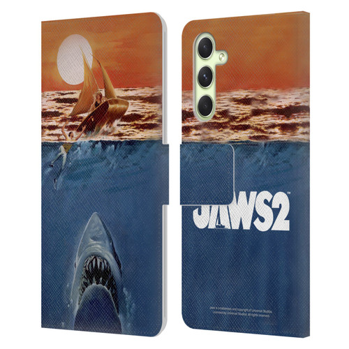 Jaws II Key Art Sailing Poster Leather Book Wallet Case Cover For Samsung Galaxy A54 5G