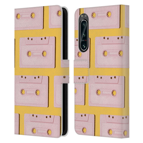 Pepino De Mar Patterns 2 Cassette Tape Leather Book Wallet Case Cover For Sony Xperia 5 IV