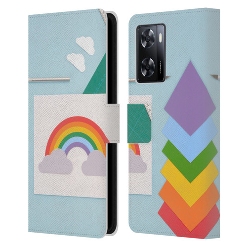 Pepino De Mar Rainbow Art Leather Book Wallet Case Cover For OPPO A57s