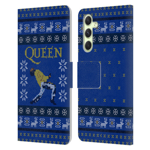 Queen Christmas Freddie Mercury Knitwork Leather Book Wallet Case Cover For Samsung Galaxy A54 5G
