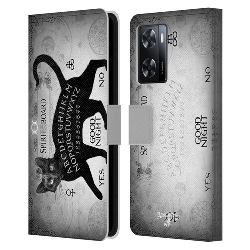 Alchemy Gothic Cats Black Cat Spirit Board Leather Book Wallet Case Cover For OPPO A57s