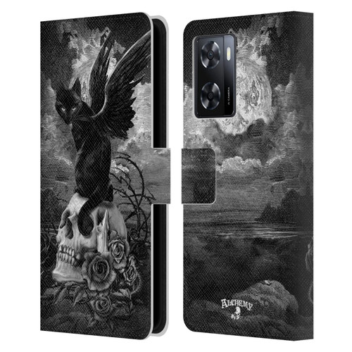 Alchemy Gothic Cats Nine Lives Of Poe Skull Leather Book Wallet Case Cover For OPPO A57s