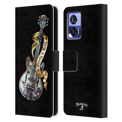 Alchemy Gothic Illustration Rock'it 56 Guitar Leather Book Wallet Case Cover For Motorola Edge 30 Neo 5G