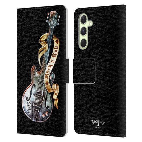 Alchemy Gothic Illustration Rock'it 56 Guitar Leather Book Wallet Case Cover For Samsung Galaxy A54 5G