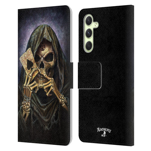 Alchemy Gothic Skull And Cards Reaper's Ace Leather Book Wallet Case Cover For Samsung Galaxy A54 5G