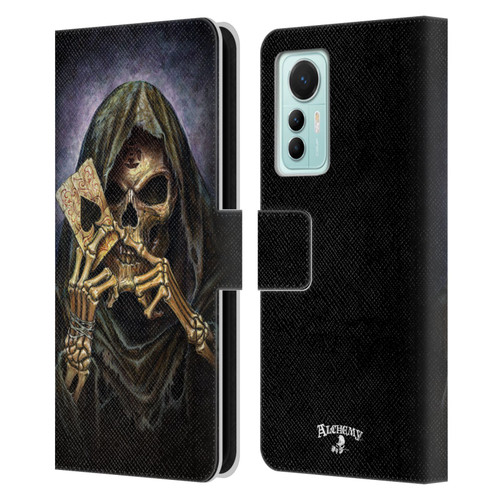Alchemy Gothic Skull And Cards Reaper's Ace Leather Book Wallet Case Cover For Xiaomi 12 Lite