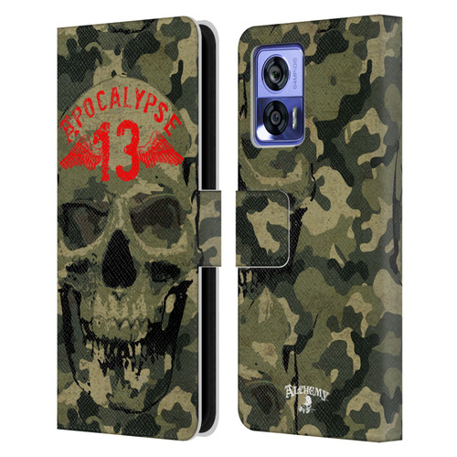 Alchemy Gothic Skull Camo Skull Leather Book Wallet Case Cover For Motorola Edge 30 Neo 5G
