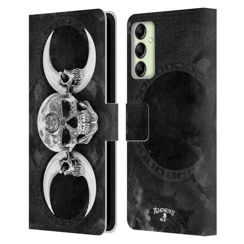 Alchemy Gothic Skull Dark Goddess Moon Leather Book Wallet Case Cover For Samsung Galaxy A14 5G
