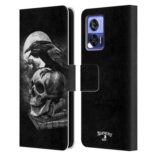Alchemy Gothic Wing Poe's Raven Leather Book Wallet Case Cover For Motorola Edge 30 Neo 5G