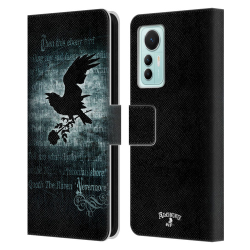 Alchemy Gothic Wing Nevermore Leather Book Wallet Case Cover For Xiaomi 12 Lite