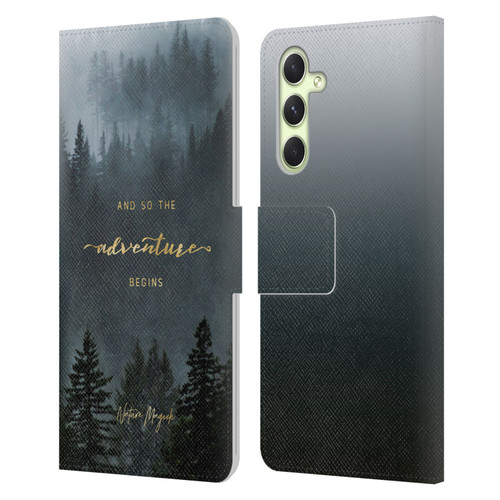 Nature Magick So The Adventure Begins Quote Trees Leather Book Wallet Case Cover For Samsung Galaxy A54 5G