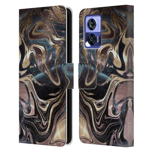 Nature Magick Luxe Gold Marble Metallic Copper Leather Book Wallet Case Cover For Motorola Edge 30 Neo 5G
