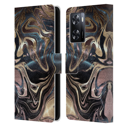 Nature Magick Luxe Gold Marble Metallic Copper Leather Book Wallet Case Cover For OPPO A57s