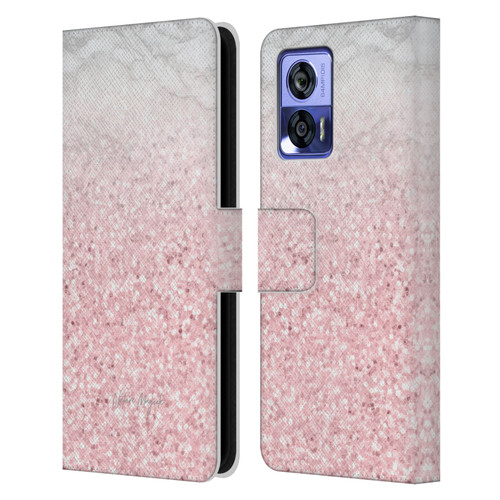 Nature Magick Rose Gold Marble Glitter Pink Sparkle 2 Leather Book Wallet Case Cover For Motorola Edge 30 Neo 5G