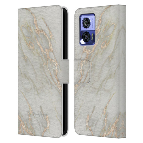 Nature Magick Marble Metallics Gold Leather Book Wallet Case Cover For Motorola Edge 30 Neo 5G