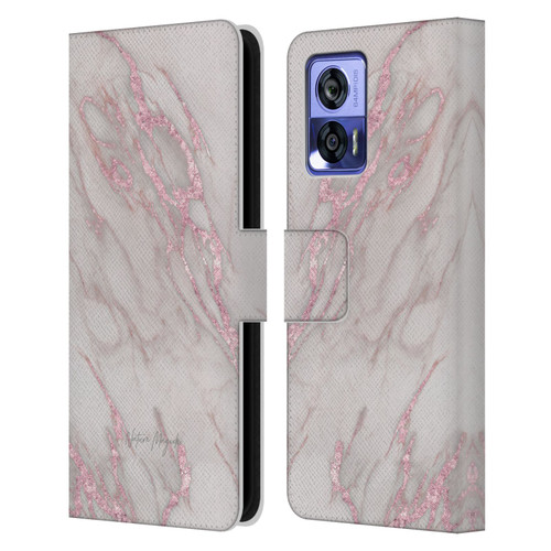 Nature Magick Marble Metallics Pink Leather Book Wallet Case Cover For Motorola Edge 30 Neo 5G
