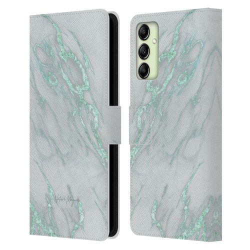 Nature Magick Marble Metallics Teal Leather Book Wallet Case Cover For Samsung Galaxy A14 5G