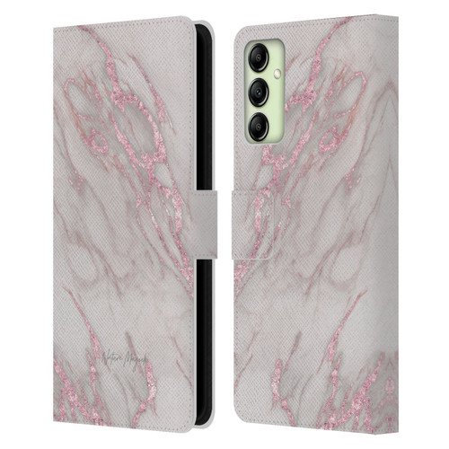 Nature Magick Marble Metallics Pink Leather Book Wallet Case Cover For Samsung Galaxy A14 5G