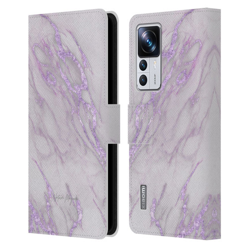 Nature Magick Marble Metallics Purple Leather Book Wallet Case Cover For Xiaomi 12T Pro