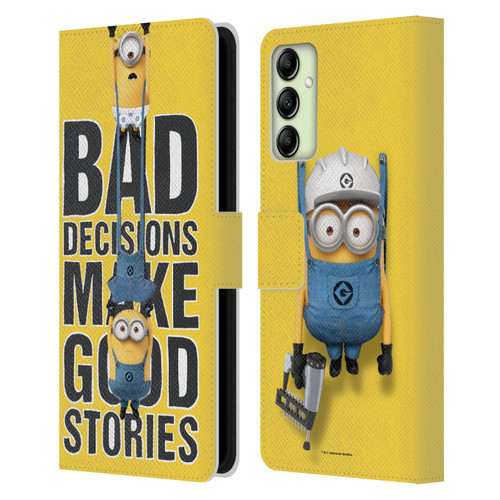 Despicable Me Funny Minions Bad Decisions Leather Book Wallet Case Cover For Samsung Galaxy A14 5G