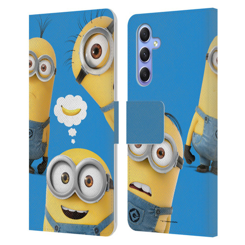 Despicable Me Funny Minions Banana Leather Book Wallet Case Cover For Samsung Galaxy A34 5G