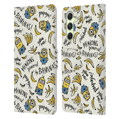 Despicable Me Minion Graphics Banana Doodle Pattern Leather Book Wallet Case Cover For Samsung Galaxy A54 5G