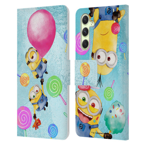 Despicable Me Watercolour Minions Bob And Stuart Bubble Leather Book Wallet Case Cover For Samsung Galaxy A54 5G