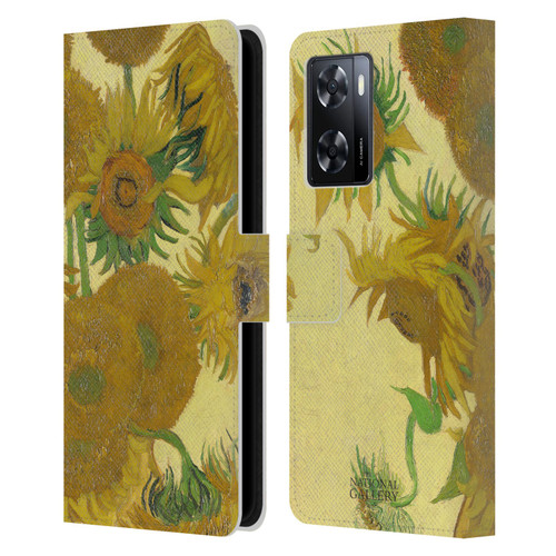 The National Gallery Art Sunflowers Leather Book Wallet Case Cover For OPPO A57s