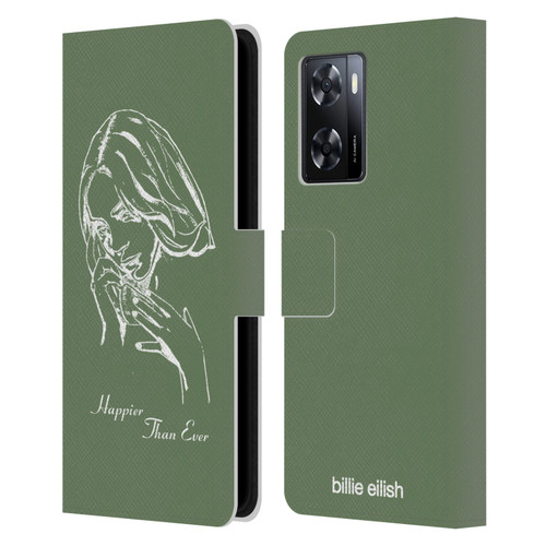 Billie Eilish Happier Than Ever Album Stencil Green Leather Book Wallet Case Cover For OPPO A57s