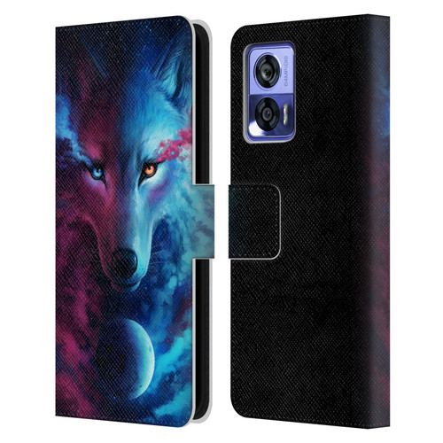 Jonas "JoJoesArt" Jödicke Wildlife Wolf Galaxy Leather Book Wallet Case Cover For Motorola Edge 30 Neo 5G