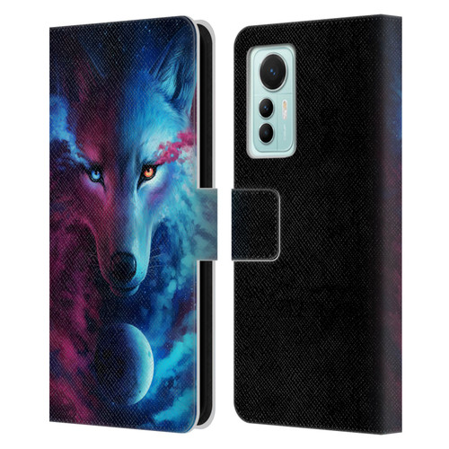 Jonas "JoJoesArt" Jödicke Wildlife Wolf Galaxy Leather Book Wallet Case Cover For Xiaomi 12 Lite