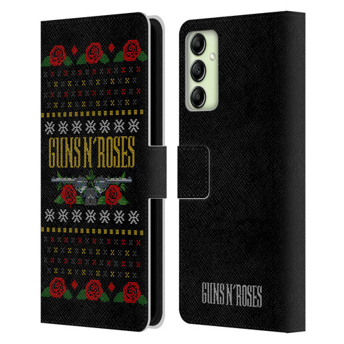 Guns N' Roses Christmas Text Logo Pistol Leather Book Wallet Case Cover For Samsung Galaxy A14 5G