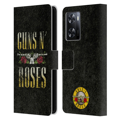 Guns N' Roses Key Art Text Logo Pistol Leather Book Wallet Case Cover For OPPO A57s