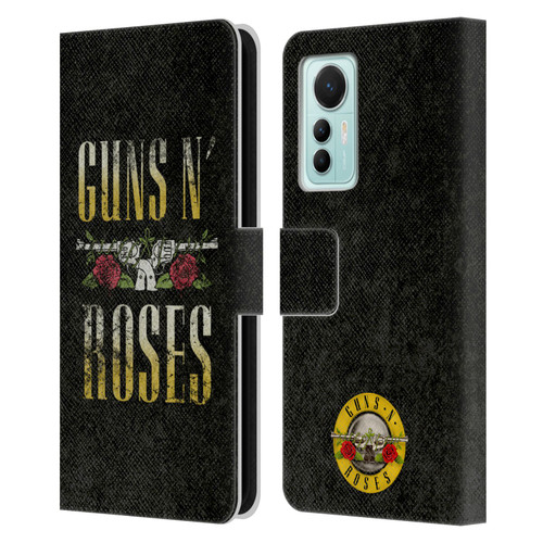 Guns N' Roses Key Art Text Logo Pistol Leather Book Wallet Case Cover For Xiaomi 12 Lite