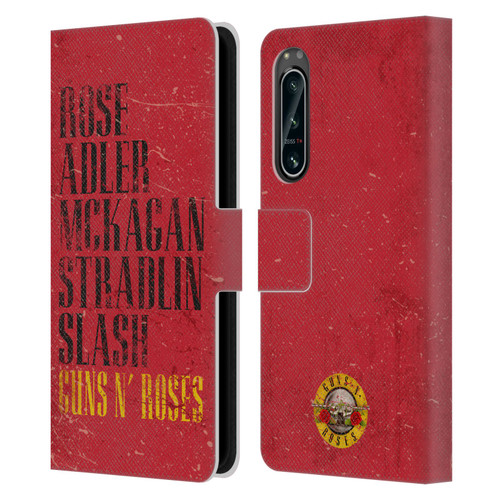 Guns N' Roses Vintage Names Leather Book Wallet Case Cover For Sony Xperia 5 IV