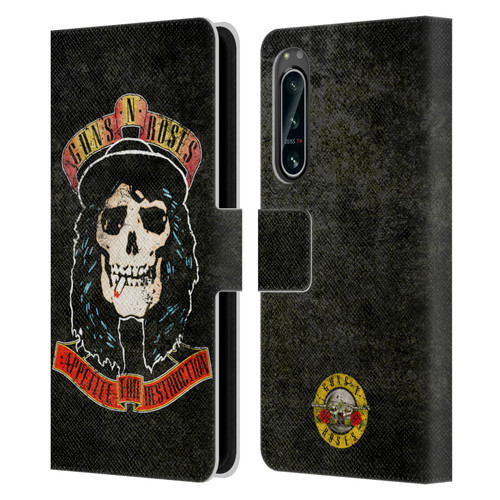 Guns N' Roses Vintage Stradlin Leather Book Wallet Case Cover For Sony Xperia 5 IV