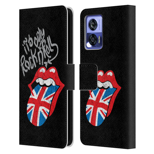 The Rolling Stones Albums Only Rock And Roll Distressed Leather Book Wallet Case Cover For Motorola Edge 30 Neo 5G